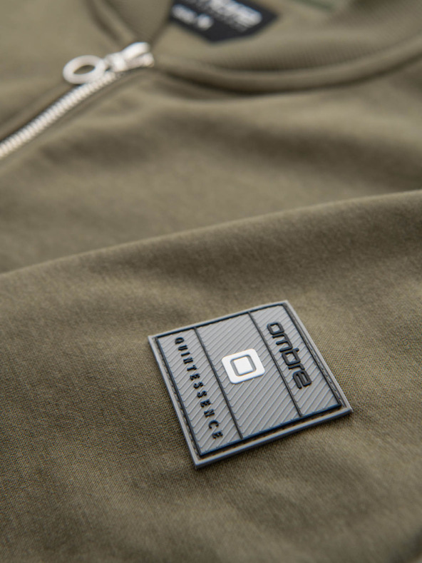 Ombre Clothing Férfi pamut bomber cipzáras melegítő pulóver khaki Ombre Ruházat Ombre Clothing