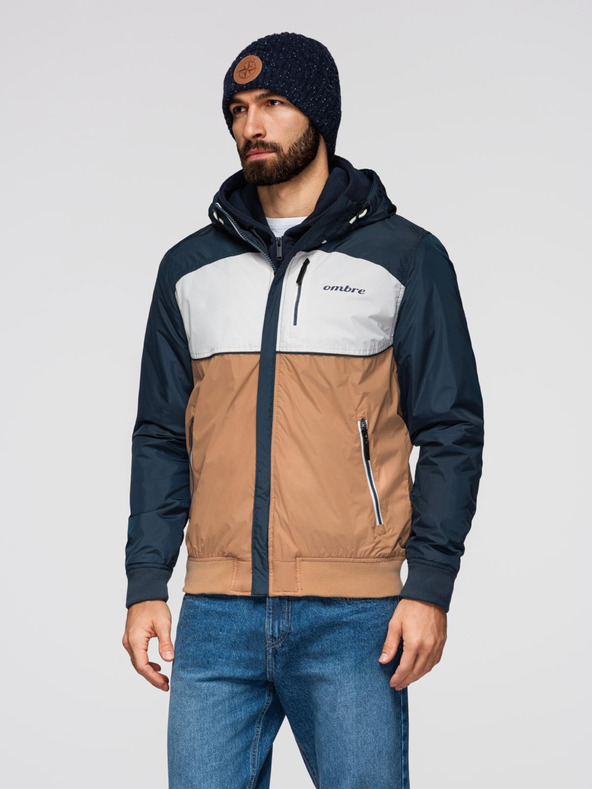 Ombre Clothing Férfi könnyű, színes sportdzseki gyapjúval barna Ombre Clothing Ombre Clothing