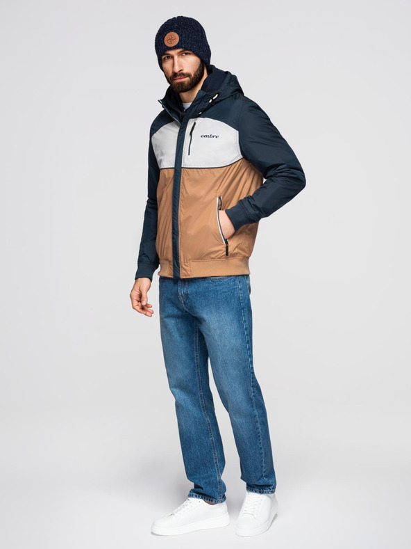 Ombre Clothing Férfi könnyű, színes sportdzseki gyapjúval barna Ombre Clothing Ombre Clothing