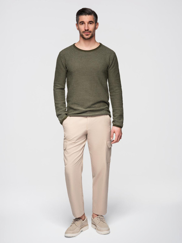 Ombre Clothing Férfi kötött RELAXED FIT pulóver mintával zöld Ombre ruházat