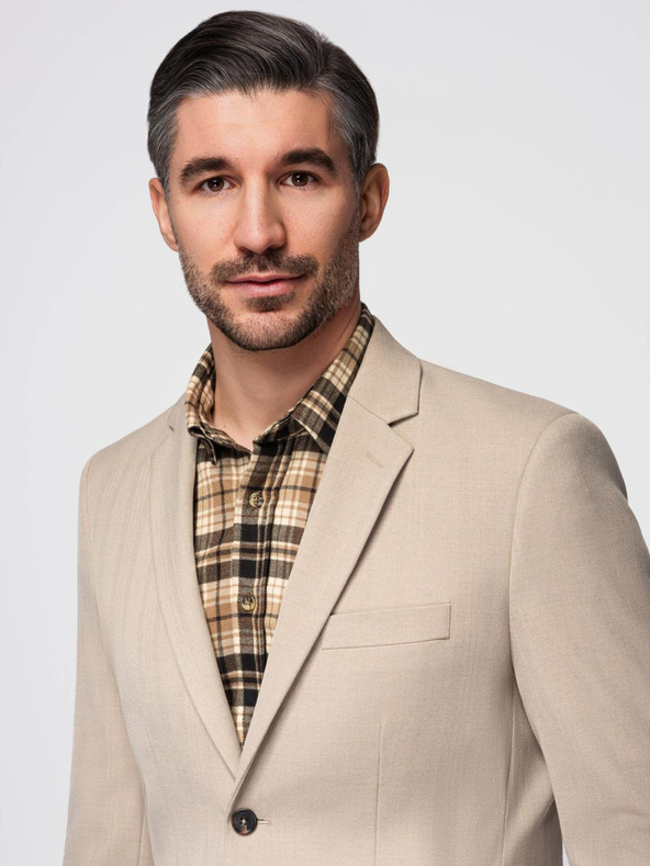 Ombre Clothing Elegáns férfi bézs színű gyapjú keverék blézer az Ombre Clothing-tól