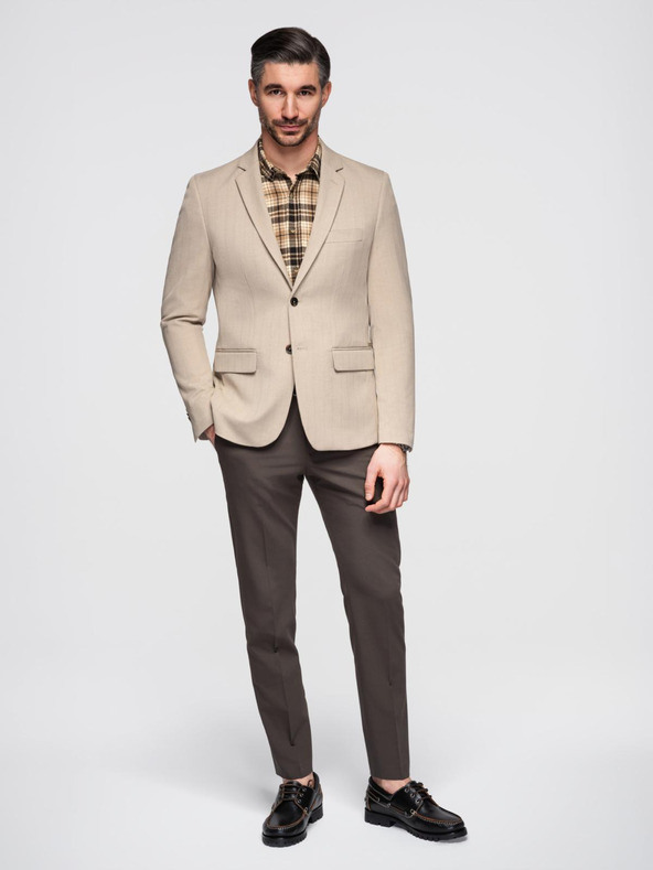 Ombre Clothing Elegáns férfi bézs színű gyapjú keverék blézer az Ombre Clothing-tól