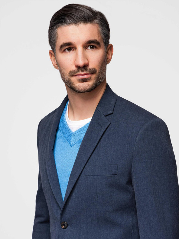 Ombre Clothing Elegáns férfi gyapjúkeverék blézer Navy Blue Ombre Clothing