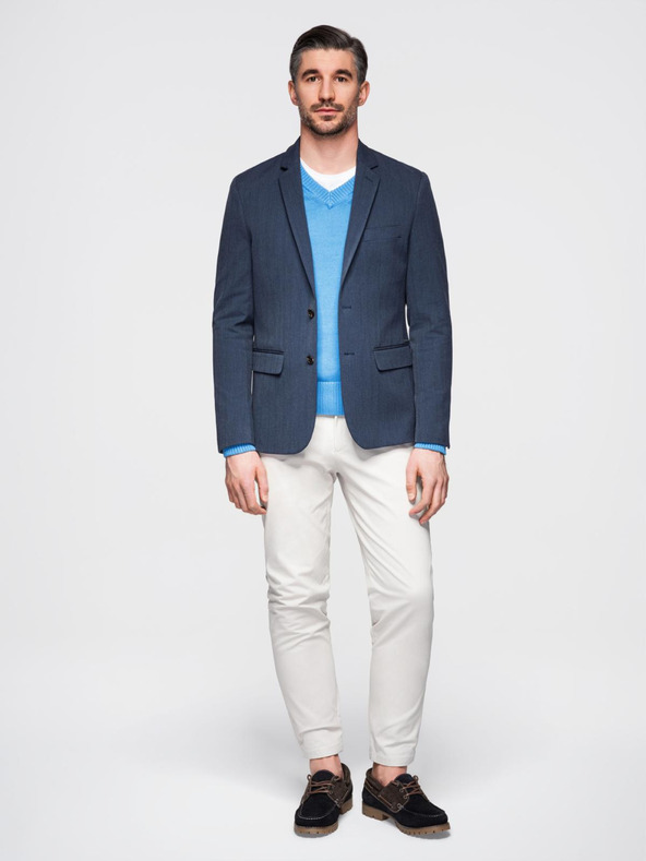 Ombre Clothing Elegáns férfi gyapjúkeverék blézer Navy Blue Ombre Clothing