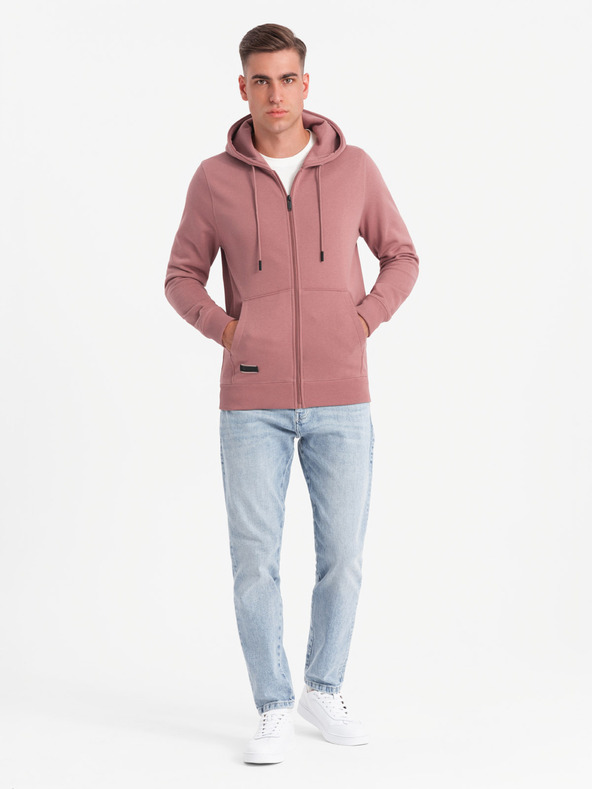 Ombre Clothing Férfi pamut BASIC cipzáras pulóver Ombre Clothing