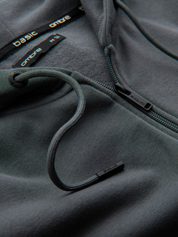 Ombre Clothing Férfi pamut BASIC cipzáras pulóver Ombre Clothing