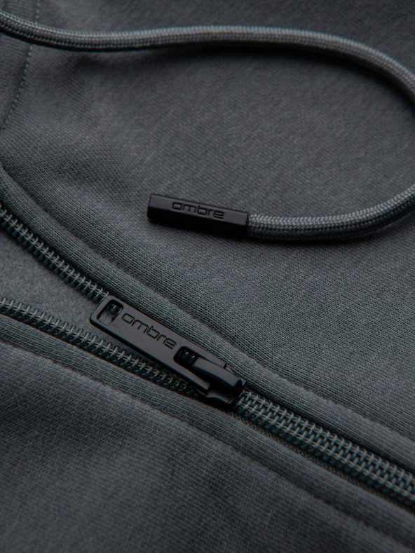 Ombre Clothing Férfi pamut BASIC cipzáras pulóver Ombre Clothing