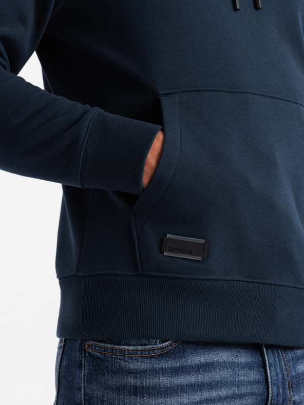 Ombre Clothing Férfi pamut BASIC kapucnis és zsebes pulóver Ombre Clothing