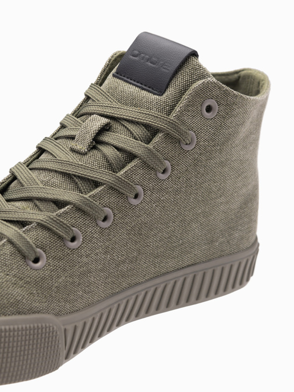 Ombre Clothing Férfi vászon tornacipő - olajzöld V2 OM-FOTH-0186 Ombre ruházat