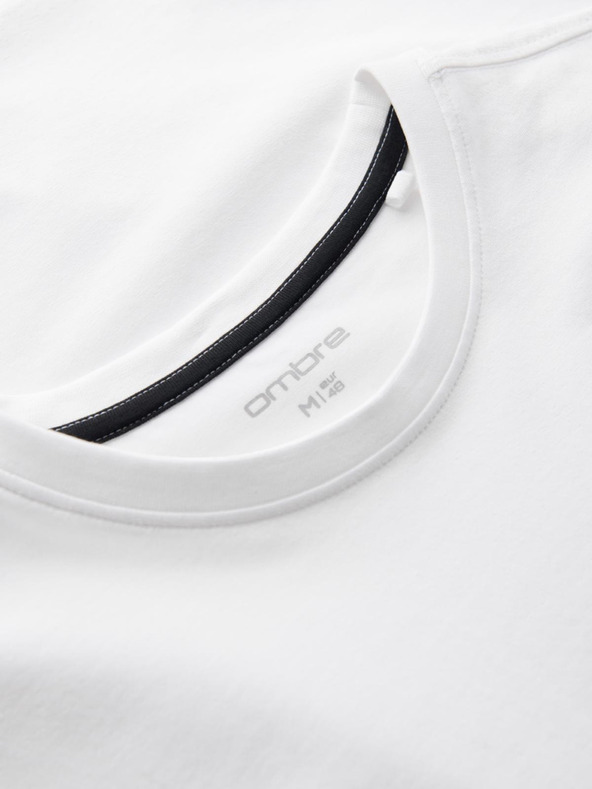 Ombre Clothing Férfi pamut trikolor póló - fehér és tengerészkék V3 OM-TSCT-0174 Ombre Ruházat