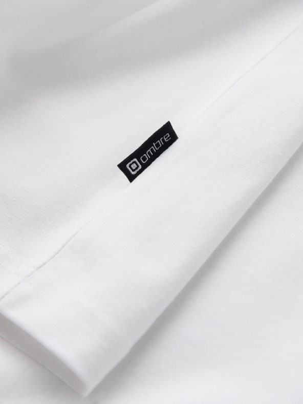 Ombre Clothing Férfi pamut trikolor póló - fehér és tengerészkék V3 OM-TSCT-0174 Ombre Ruházat