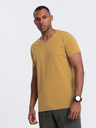 Ombre Clothing Férfi klasszikus pamut BASIC nyakpóló - mustár V8 OM-TSBS-0145 Ombre Clothing Ombre Clothing