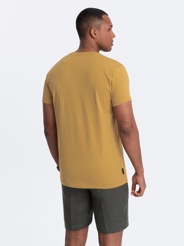 Ombre Clothing Férfi klasszikus pamut BASIC nyakpóló - mustár V8 OM-TSBS-0145 Ombre Clothing Ombre Clothing
