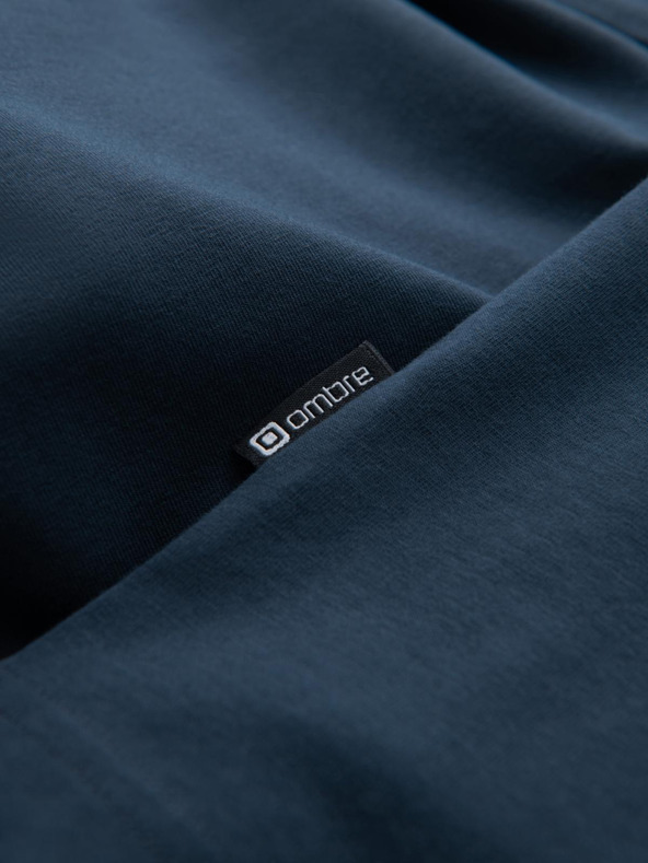 Ombre Clothing Férfi pamut trikolor póló - fehér és tengerészkék V3 OM-TSCT-0174 Ombre Ruházat