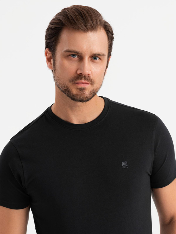 Ombre Clothing Férfi pamut trikolor póló - fehér és tengerészkék V3 OM-TSCT-0174 Ombre Ruházat