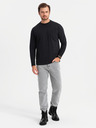 Ombre Clothing Férfi pamut LOOSE FIT hosszú ujjú, kerek nyakú póló - fekete V1 OM-LSBC-0129 Ombre Clothing