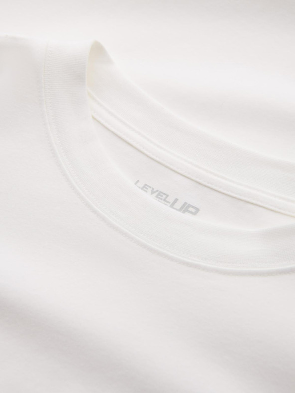 Ombre Clothing Férfi LOOSE FIT hosszú ujjú, kerek nyakú pamut póló - krém V2 OM-LSBC-0129 Ombre Ruházat Ombre Clothing