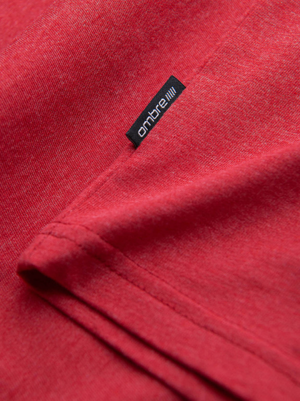 Ombre Clothing Férfi klasszikus pamut V-nyakú BASIC póló - piros V17 OM-TSBS-0145 Ombre ruházat