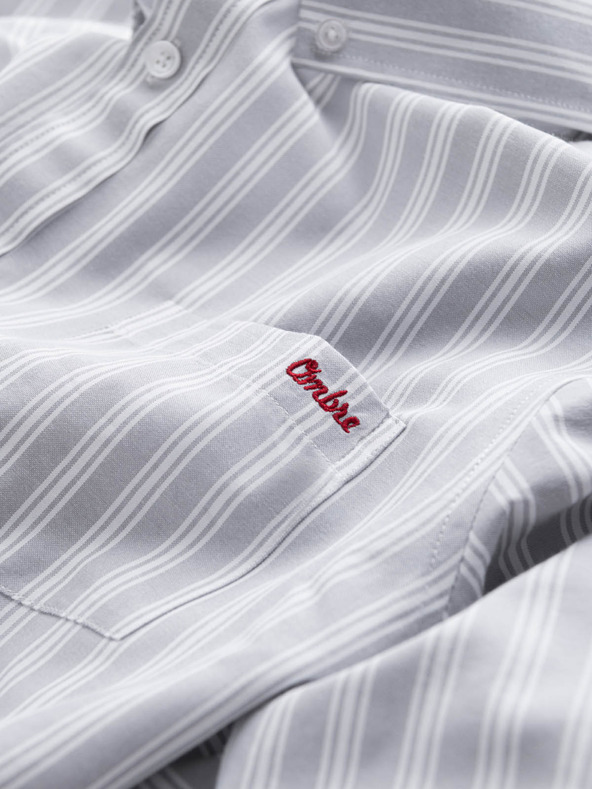 Ombre Clothing Férfi fehér csíkos REGULAR FIT ing zsebes Ombre ruházattal