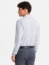 Ombre Clothing Férfi fehér csíkos REGULAR FIT ing zsebes Ombre ruházattal