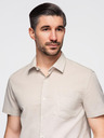 Ombre Clothing Férfi rövid ujjú ing kubai gallérral bézs Ombre Ruházat