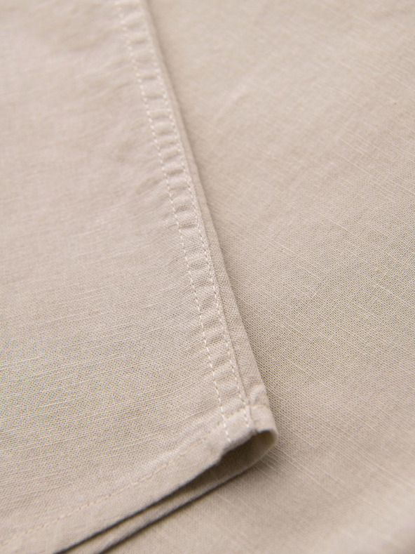 Ombre Clothing Férfi rövid ujjú ing kubai gallérral bézs Ombre Ruházat