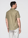Ombre Clothing Férfi rövid ujjú ing kubai gallérral khaki Ombre Ruházat