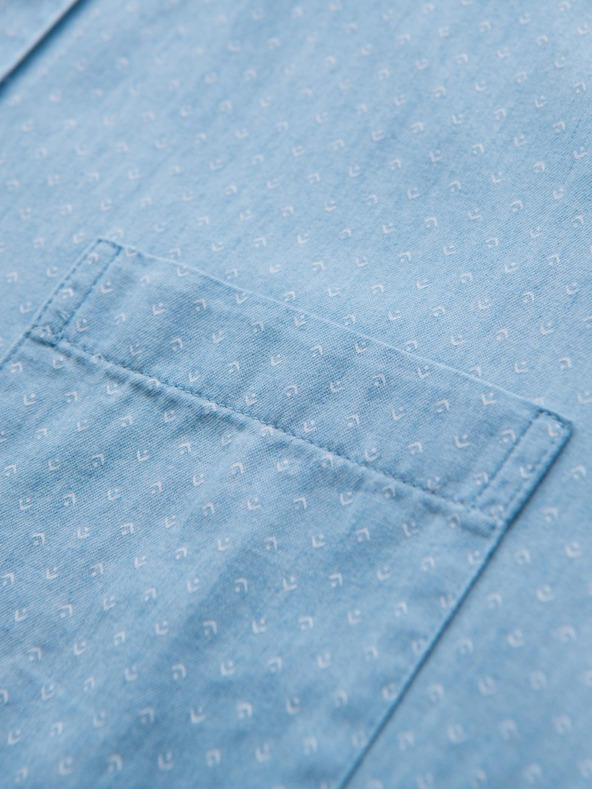 Ombre Clothing Férfi mintás finom farmer ing zsebbel - világoskék Ombre Clothing