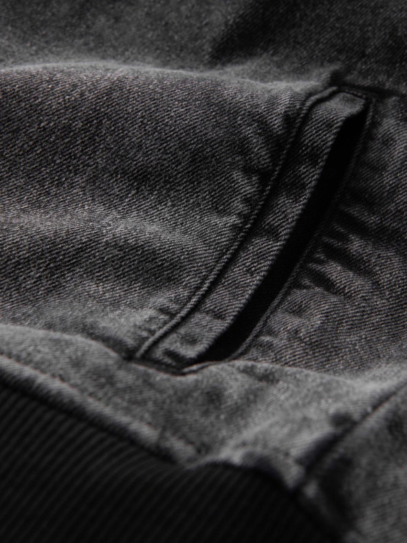 Ombre Clothing Férfi denim bomberdzseki kőmosás hatású - fekete V2 OM-JADJ-0163 Ombre Clothing