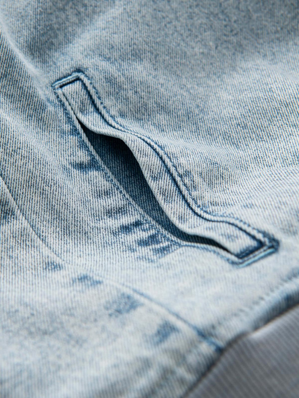 Ombre Clothing Férfi denim bomberdzseki kőmosás hatású - világoskék V3 OM-JADJ-0163 Ombre Ruházat