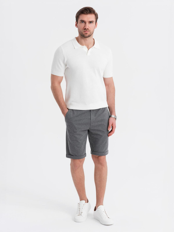 Ombre Clothing Férfi strukturált kötött short rugalmas derékkal Ombre Clothing