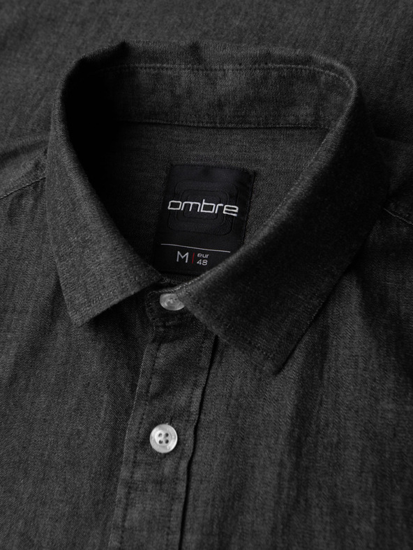 Ombre Clothing Férfi farmer ing hímzett zsebbel Ombre Clothing