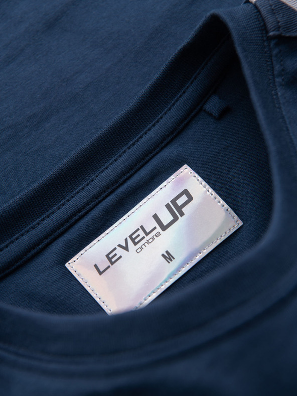 Ombre Clothing Ombre Clothing férfi hosszú ujjú pamut póló szegéllyel és mellrészén nyomattal