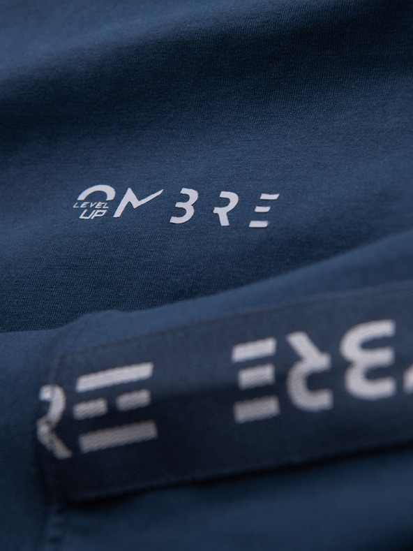 Ombre Clothing Ombre Clothing férfi hosszú ujjú pamut póló szegéllyel és mellrészén nyomattal