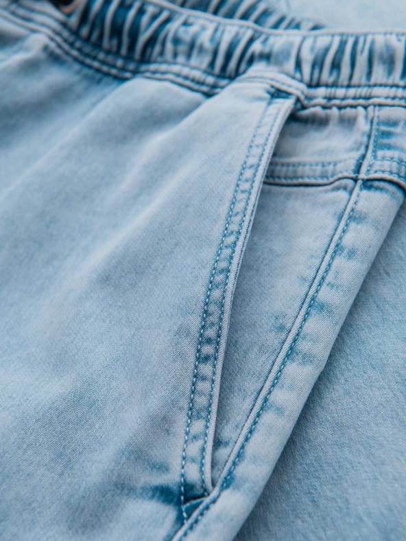 Ombre Clothing Férfi rövid farmer rövidnadrág díszvarrással - világoskék