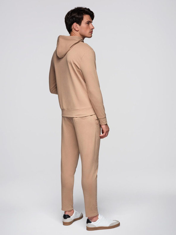 Ombre Clothing Férfi kapucnis pulóver + melegítőnadrág - barna