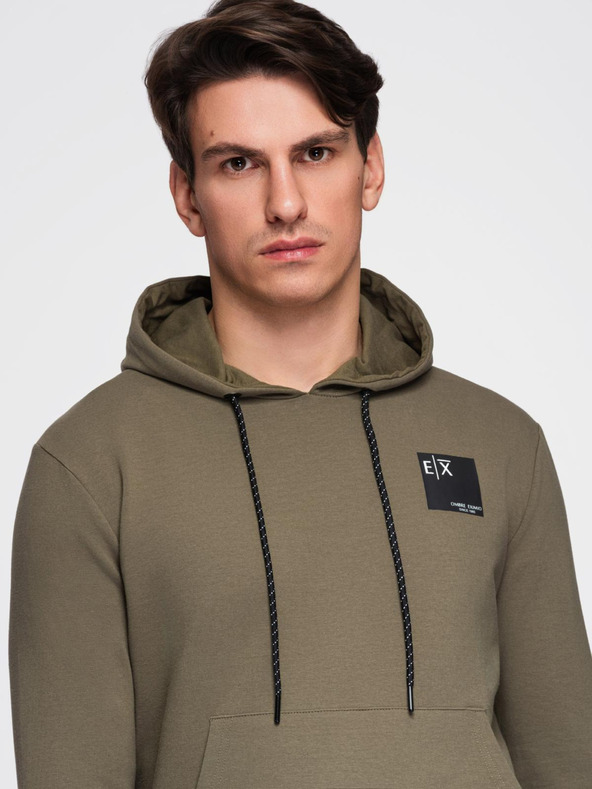 Ombre Clothing Férfi kapucnis pulóver + melegítőnadrág - olíva