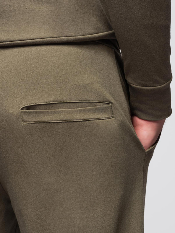 Ombre Clothing Férfi kapucnis pulóver + melegítőnadrág - olíva