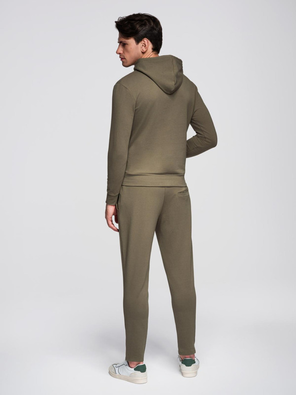 Ombre Clothing Férfi kapucnis pulóver + melegítőnadrág - olíva