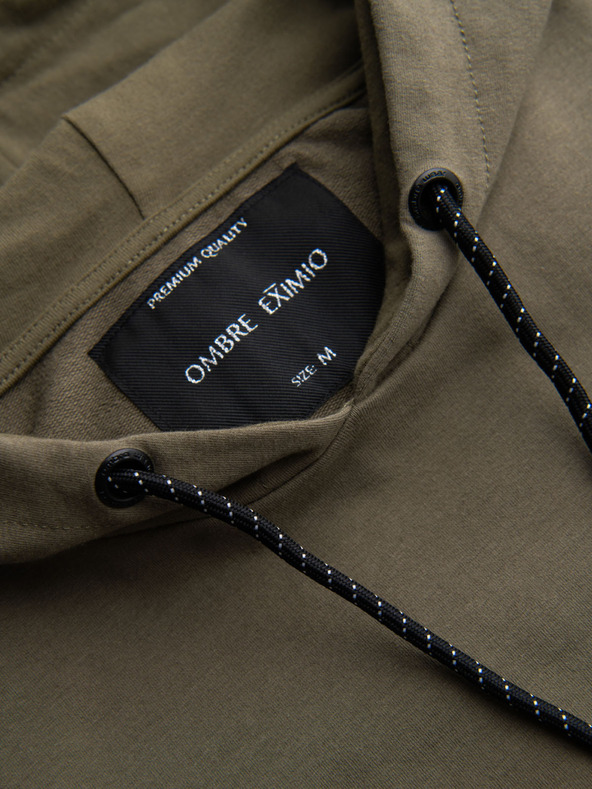Ombre Clothing Férfi kapucnis pulóver + melegítőnadrág - olíva