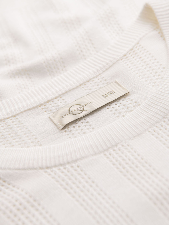 Ombre Clothing Férfi kereknyakú rövid ujjú pulóver - fehér