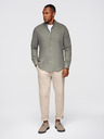 Ombre Clothing Férfi vászon ing álló gallérral és zsebbel REGULAR FIT - khaki