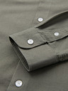 Ombre Clothing Férfi vászon ing álló gallérral és zsebbel REGULAR FIT - khaki