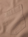 Ombre Clothing Férfi vászon ing álló gallérral és zsebbel REGULAR FIT - világosbarna