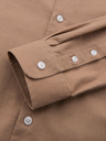 Ombre Clothing Férfi vászon ing álló gallérral és zsebbel REGULAR FIT - világosbarna