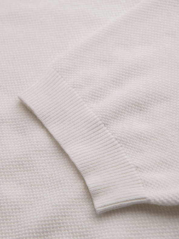 Ombre Clothing Férfi pamut polo póló strukturált kötésből - fehér