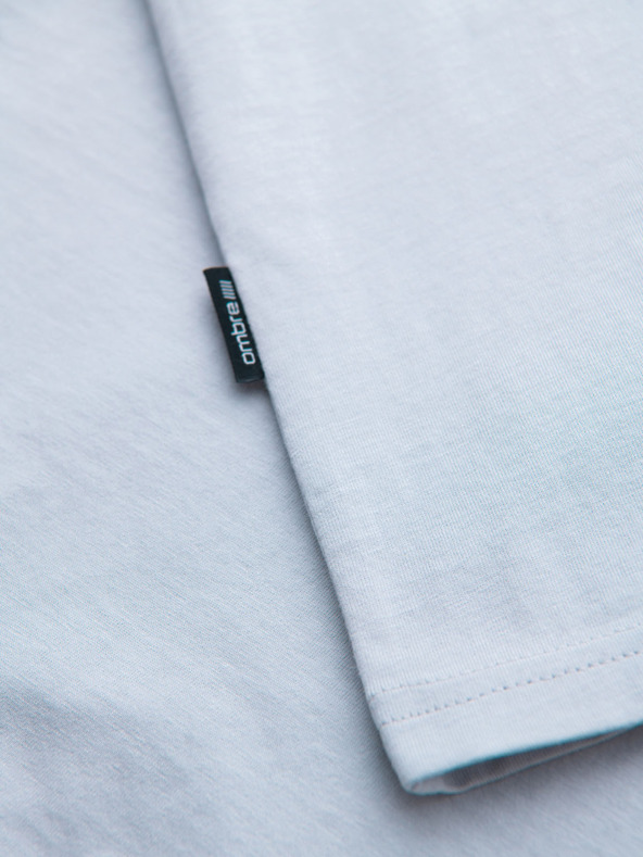 Ombre Clothing Férfi klasszikus pamut póló BASIC V-nyakkal - világosszürke