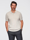 Ombre Clothing Férfi strukturált kötött pamut póló - bézs