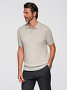 Ombre Clothing Férfi strukturált kötött pamut póló - bézs
