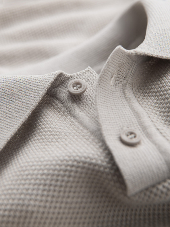 Ombre Clothing Férfi strukturált kötött pamut póló - bézs